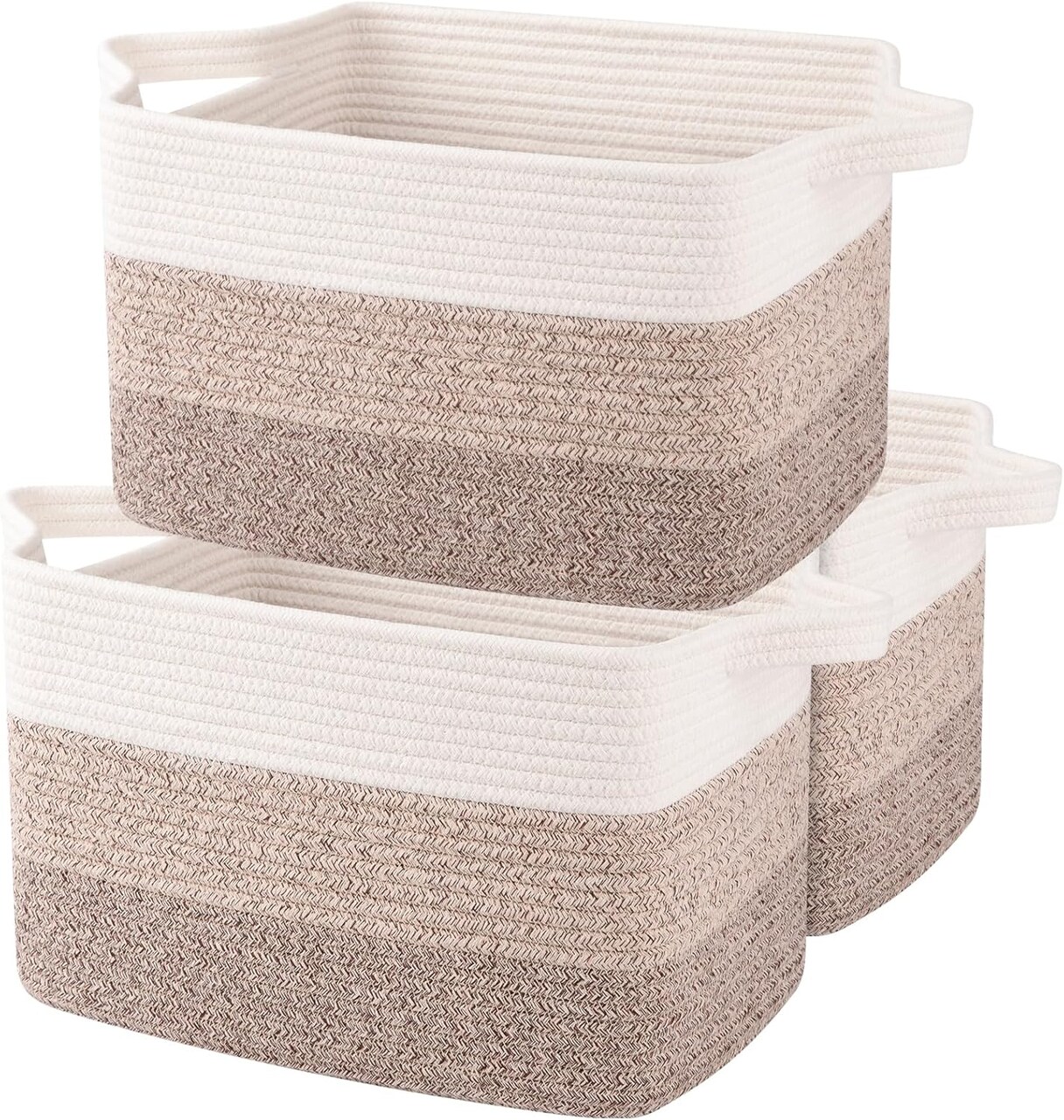 Summer basket Storage Basket, Woven Baskets for Storage, Cotton Rope Basket for toys,Towel Baskets for Bathroom - Pack of 3, Gradient Yellow